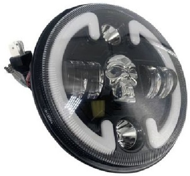 joburgdeals Skeleton Head LED Round Headlight With A Beam C149-2Z1 Reversing Light motorcycle HID for 1 (60 V, 80 W)