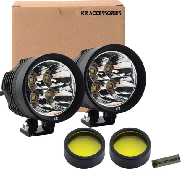 KR Accessories KR LED Spotlights & Yellow Lens Set: (40W) Headlight All, Adventure, Commuter, Road, Dirt LED for All (12 V, 40 W)