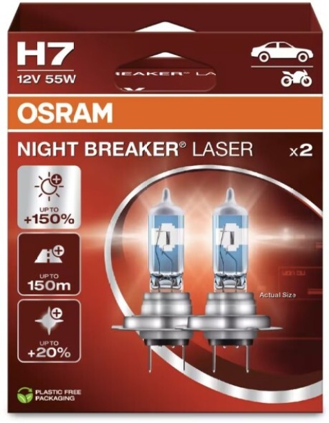 Osram Night Breaker Laser H7 Headlight Bulb Halogen for Halogen Headlights (12 V, 55 W)