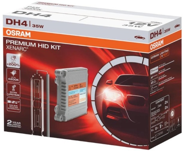 Osram DH4 Premium HID Xenarc Upgrade KIt (H4) Headlight Car HID for Various (12 V, 35 W)