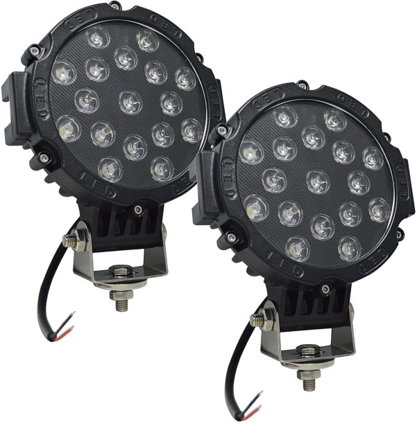 Royal Emperor 2 Pcs 51W Round LED Vehicle Light Bar, Spot Beam Work Lamp DC9~60V For Off-Road Driving, Jeep, SUV, Bakkie, ATV, Truck, Boat, Construction Machinery, Plant Equipment, Outdoor/Indoor Lighting. Fast Response, No Flickering, Vibration-Proof, Long Lifespan. Back Up Lamp, Fog Lamp, Headlight All Vehicles DC9~60V LED for All Vehicles DC12V. (12.24 V, 51 W)