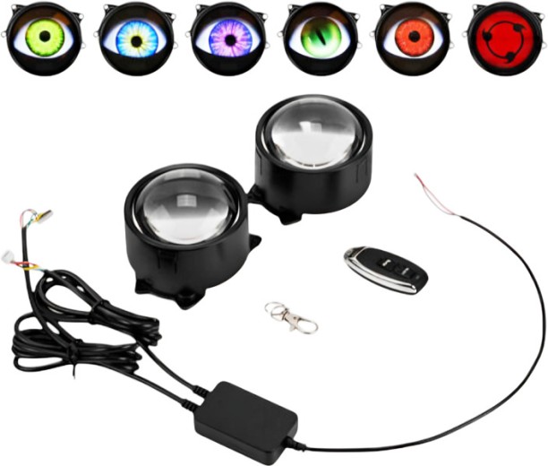 Autostyle 3Inch LED Dynamic Devil Eyes Light 6 Modes 12V Headlight Retrofit Remote Control Fog Lamp, Headlight Car, Motorcycle LED for Various (12 V, 60 W)