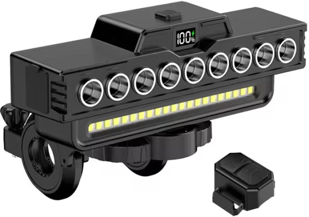 Fantasy Town 9 Beads Bicycle Head Light Type-C Rechargeable MTB Bikes Highlight Horn Front Light Cycling Accessories for Night Riding Safety Headlight 1 LED for 1 (1 V, 1 W)