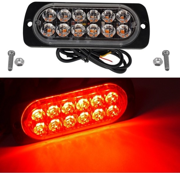 Royal Emperor Radiant Red Strobe Flash Cluster 12LED Side Marker Grille Bumper Light Side Marker, Back Up Lamp, Fog Lamp All Types 12V or 24V LED for All Types 12V or 24V (12.24 V, 12 W)