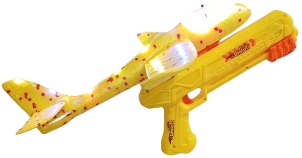 Umlozi Airplane Foam Glider & Gun Launcher - 2 Flight Modes - Yellow