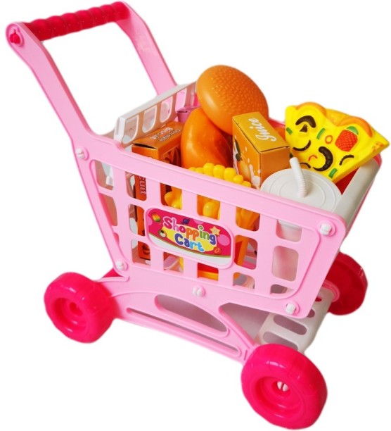 Umlozi Shopping Cart / Trolley With Groceries - Pink Role Play Toy