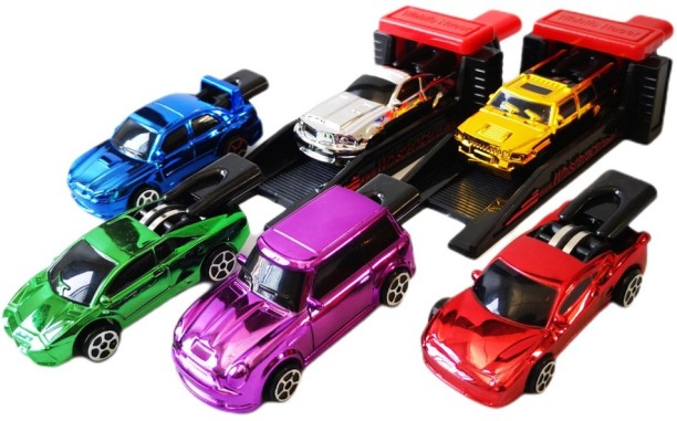 Umlozi Blow Cars & 2 Launchers - Set of 6 Metallic Cars - Unboxed