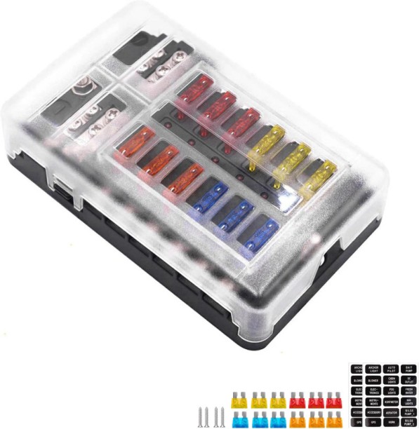 Mix Box 12-Way Fuse Block 12V Blade Fuse 12 Circuit Panel Copper for  na AC Repair Kit for  Car