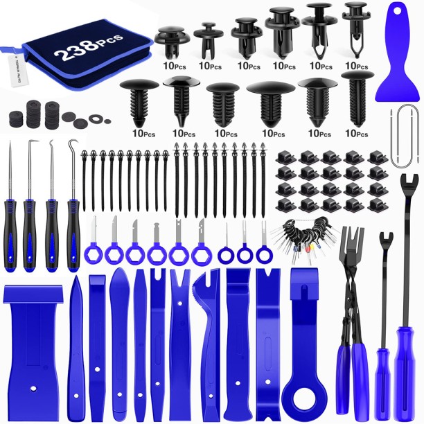 Topika Auto-238Pcs Auto Car Trim Removal Tool Kit for Dash & Interior Repair Stainless Steel for  All Cars Axle Repair Kit for  Car