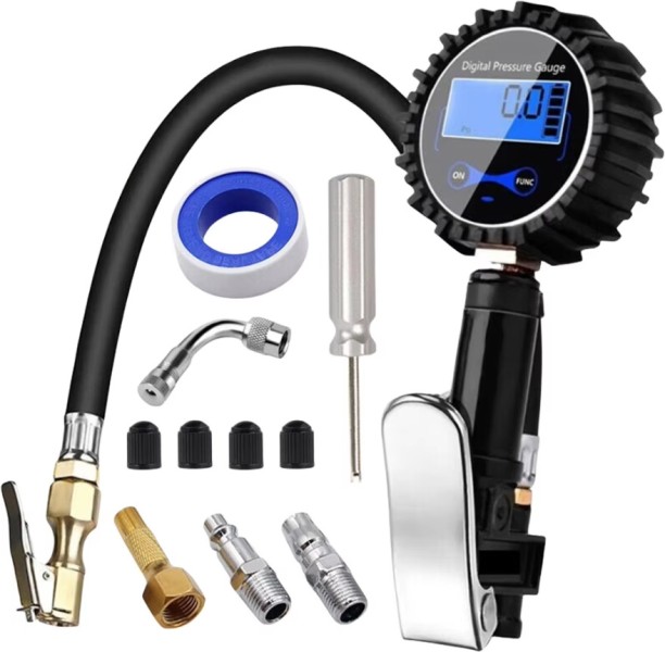 Tuochi Digital Tire Pressure Inflator Gauge Aluminum Alloy Tire Pressure Gauge Air Line Clip-on Tyre Pump for Motorcycle Bicycle Auto Digital Tire Pressure Inflator Gauge Aluminum Alloy Tire Pressure Gauge Air Line Clip-on Tyre Pump for Motorcycle Bicycle Auto for  Digital Tire Pressure Inflator Gauge Aluminum Alloy Tire Pressure Gauge Air Line Clip-on Tyre Pump for Motorcycle Bicycle Auto Sensor for  Car