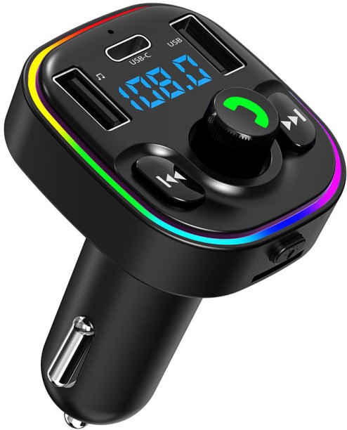 Solala Bluetooth 5.4 FM Transmitter Car Adapter - Car Bluetooth Adapter with Fast Charger[PD 30W & QC3.0 18W],Hi-Fi Audio & Clear Calls,7 Colors LED Backlit 1 for  1 Sensor for  Car