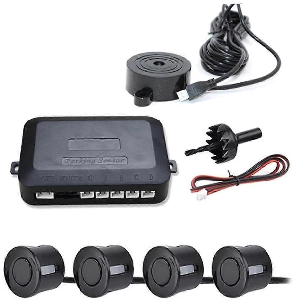 Max Car Parking Sensor Kit Universal 4 Sensors Buzzer Reverse Backup Radar Sound Alert Indicator ProbeBlack Maxpower for  universal Sensor for  Car