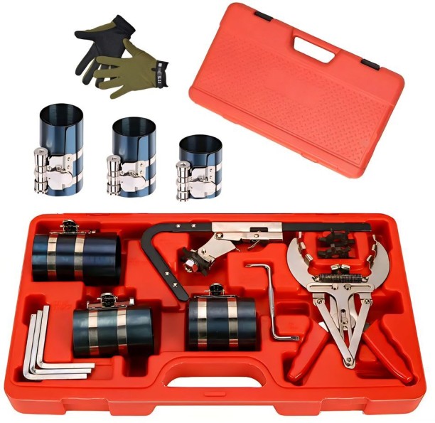 MS Heavy Duty 11 Piece Piston Ring Compressor Tool Kit with Gloves & Storage Case Vehicle Tool Kit