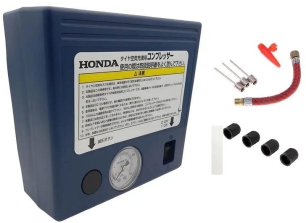 HONDA Genuine Tire Inflator 12V DC Portable Auto Air Pump + Attachment Kit Vehicle Tool Kit