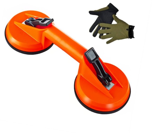 MS 30Cm 5 Inch Double Claw Vacuum Suction Cup With Pair Work Gloves Vehicle Tool Kit