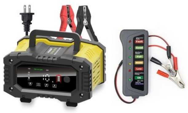 OBD DYNAMICS FOXSUR Battery Charger 12V-10A 24V-5A + 12V Battery Tester Vehicle Tool Kit