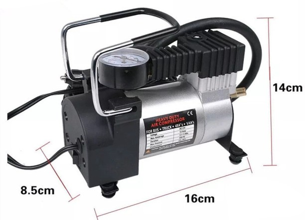 HeadsUp 12V DC Portable Heavy-Duty Tire Pump Air Compressor Pump Vehicle Tool Kit