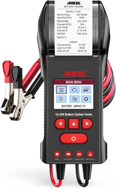 ANCEL BST600 12/24V Battery Tester with Built-In Printer Vehicle Tool Kit