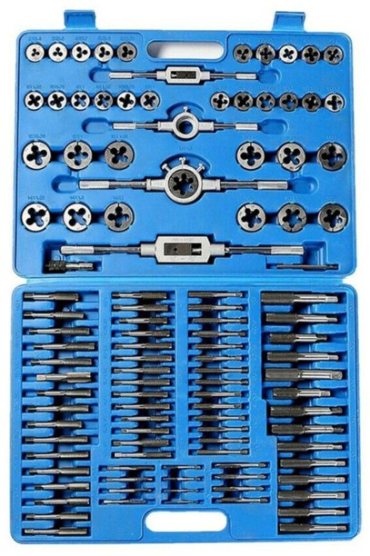 fame inc 110-Piece Metric Tap and Die Set M2–M18 with Wrenches Vehicle Tool Kit