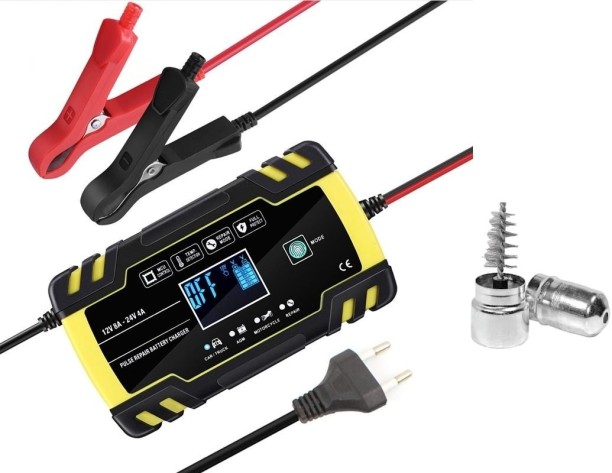 OBD DYNAMICS Automatic 12V/24V Fast 3-Stage Battery Charger with Battery Post Terminal Cleaner Vehicle Tool Kit