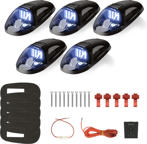 fame inc 5-Piece Smoked 12V White LED Roof Cab Marker Light Kit for Bakkie SUV Truck Vehicle Tool Kit