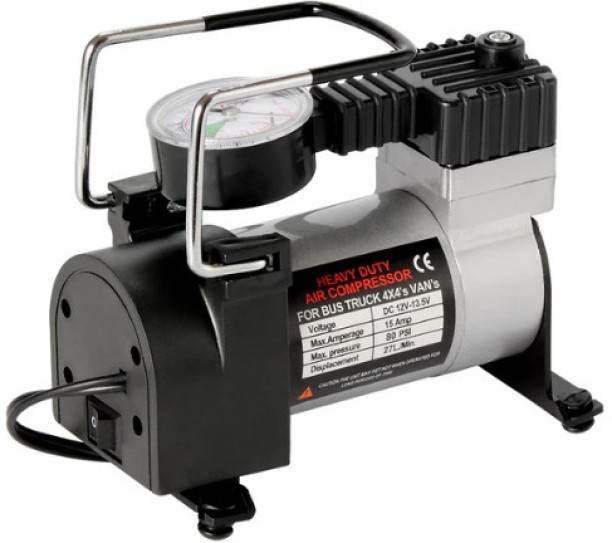 Mimshac DC 12V 12A Heavy Duty Air Compressor With Pressure Gauge And Three Nozzle Adapters 965KPA Vehicle Tool Kit