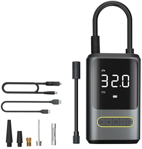 Finevr Mini Portable Car Air Pump Bicycle Electric Tire Pump Handheld Wireless Charging Digital Display Vehicle Tool Kit