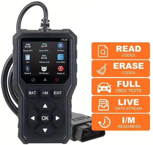 Egorip Car Diagnostic OBD2 Scanner V529 Black Vehicle Tool Kit