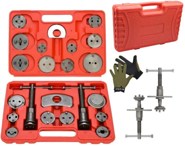 MS 22Pc Universal Brake Caliper Adjustment Service Kit With Case & Gloves Vehicle Tool Kit
