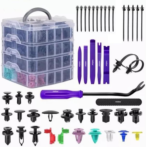 Mix Box 1211 PCs Auto Retainer Plastic Fastener Clips & Removal Tool Kit Vehicle Tool Kit
