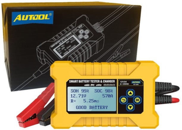 AUTOOL BT380 12V Car Battery Tester & Car Battery Charger Vehicle Tool Kit