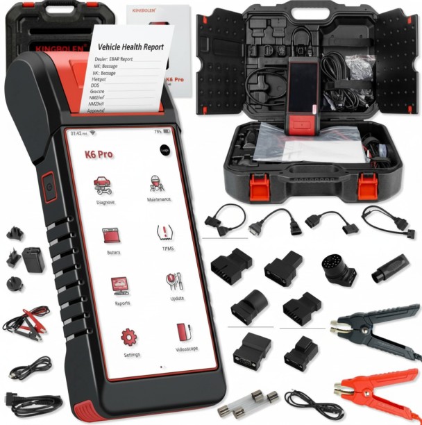 KINGBOLEN K6 Pro Diagnostic Scanner with Built-in Printer, TPMS & Battery Tester Vehicle Tool Kit