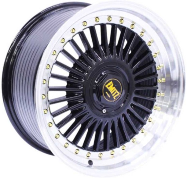 Emitz 17" Splitz 4/100 Gloss Black Machine Lip With Gold rivets Alloy Rims NA NA Vehicle Tyre Rim