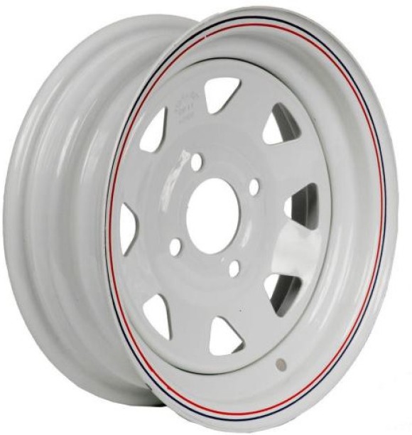 Pro White 14" x 6 (4H/100pcd/68cb/0) 8 Spoke Trailer 4 Stud Hole / 100PCD Vehicle Tyre Rim