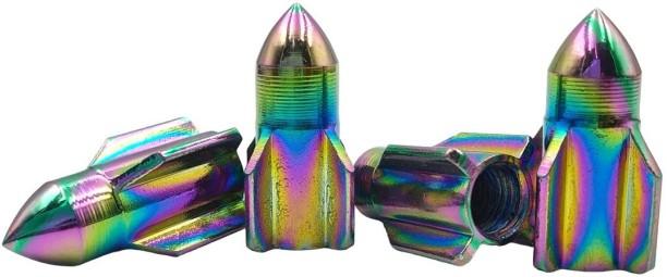 OQ Trading Universal Charred Steel Missile Valve Caps 4 Wheeler Tyre