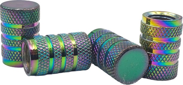 OQ Trading Universal Charred steel Full Grip Valve Caps 4 Wheeler Tyre