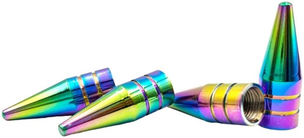 OQ Trading Universal Charred Steel Spike Valve Caps 4 Wheeler Tyre