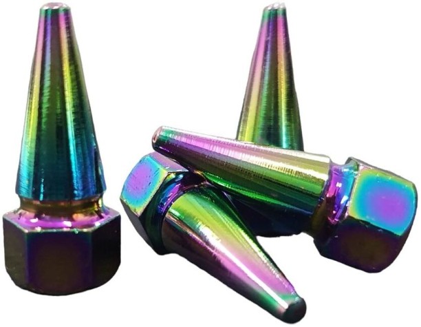 OQ Trading Universal Charred Steel Spike Stand Valve Caps 4 Wheeler Tyre