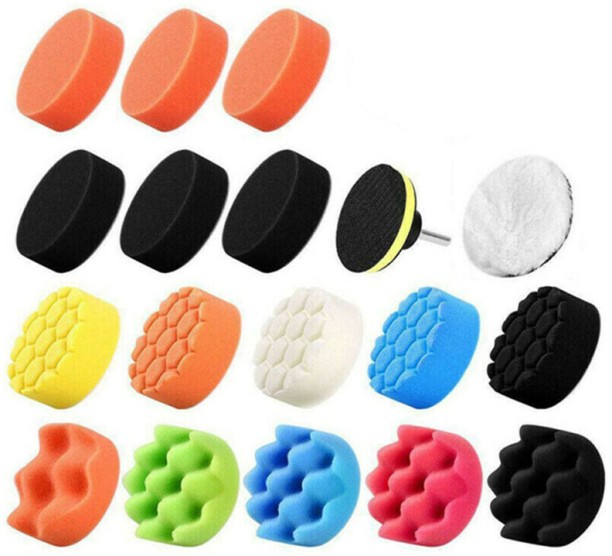 ALANES 19 Piece 3 Inch Car Foam Drill Polishing Pad Kit Polyester Vehicle Washing  Sponge