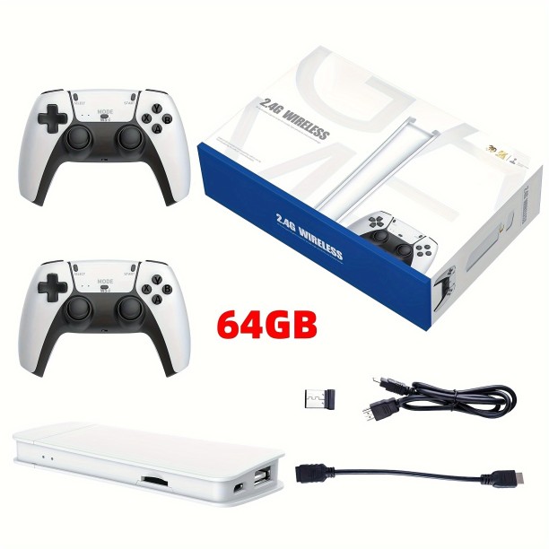 Wireless Retro Game Stick 64GB with 2.4G Dual Controllers Nano Edition