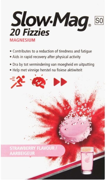 Slowmag Effervescent Magnesium Fizzies, strawberry flavour