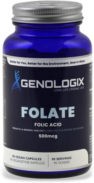 Genologix Folate (Folic Acid) 500mcg 90 Servings x 90 Capsules