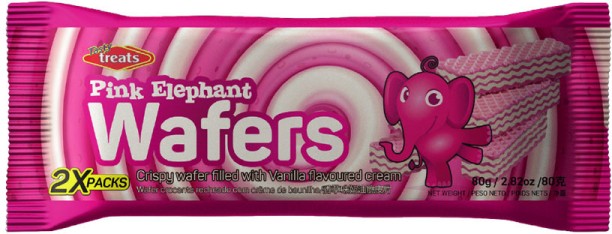 Tasty Treats Pink Elephant Vanilla Cream Flavoured Wafers