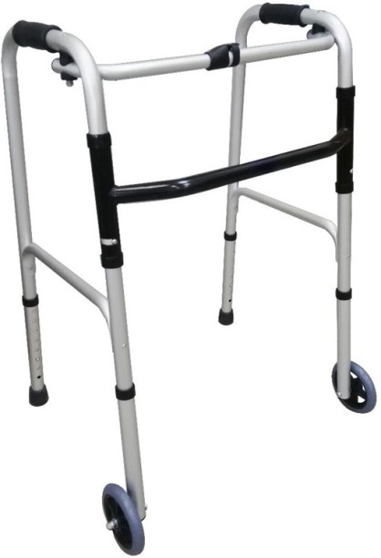 TMED Adult Walker with Front Wheels - Height Adjustable & Non-Slip Rubber Feet Walking Stick