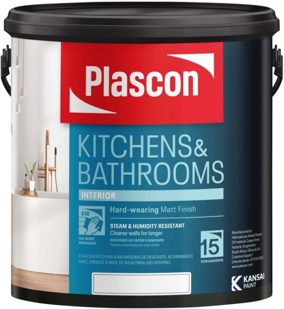Plascon Kitchens & Bathrooms White Emulsion Wall Paint
