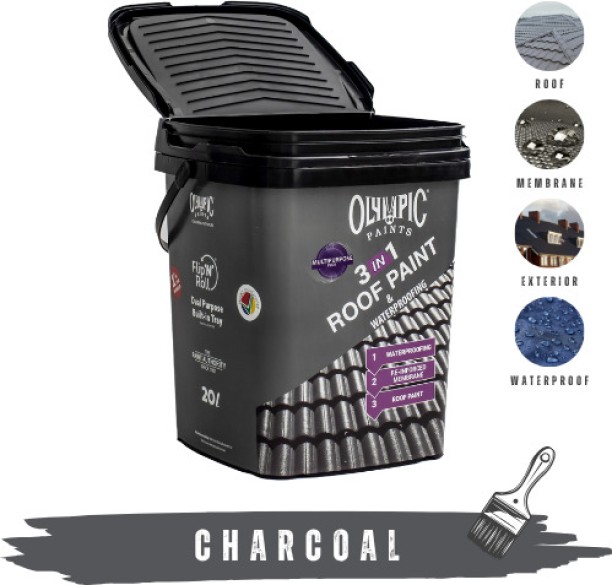 Olympic Paints 3 in 1 Roof Paint Charcoal Emulsion Wall Paint