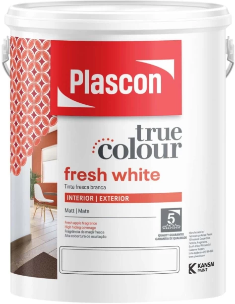 Plascon True Colour Fresh White Fresh White Emulsion Wall Paint