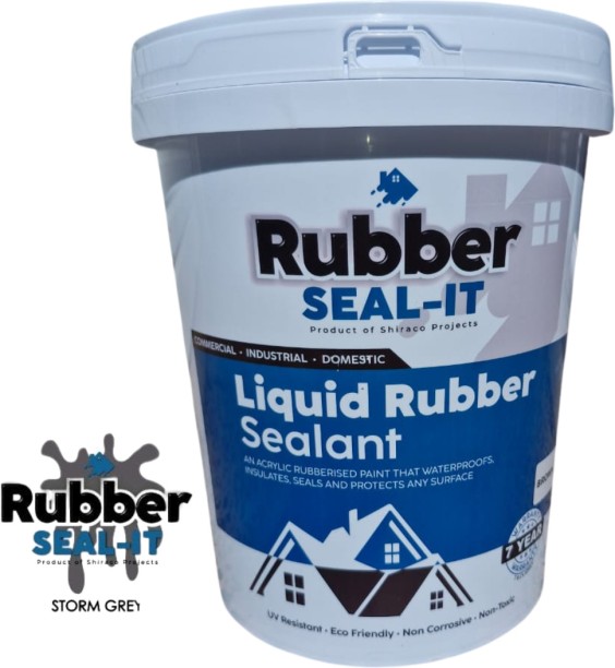 Rubber Seal-It Storm Grey - Premium Rubber Seal-It Roof and All Surface Liquid Waterproofing - 7 Year Warranty Storm Grey Emulsion Wall Paint