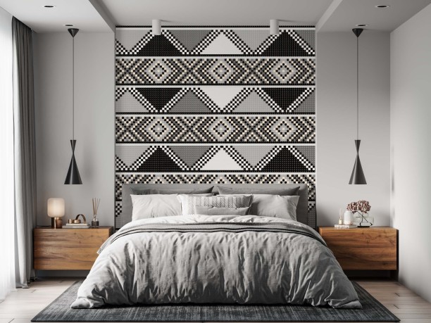 Motso Designed Zulu African Print Wallpaper Grey Decorative Grey Wallpaper
