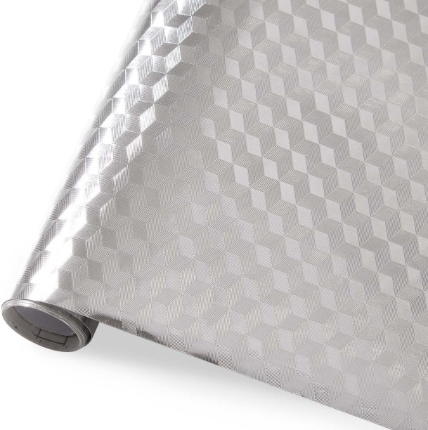 chenshia Waterproof & Heat-Resistant Aluminum Backsplash Shelf Liner Kitchen Cabinet & Under-Sink Protection Decorative Silver Wallpaper